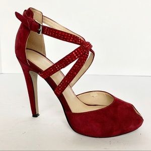 Nine West NW Just Maybe Red Peep Toe Heel